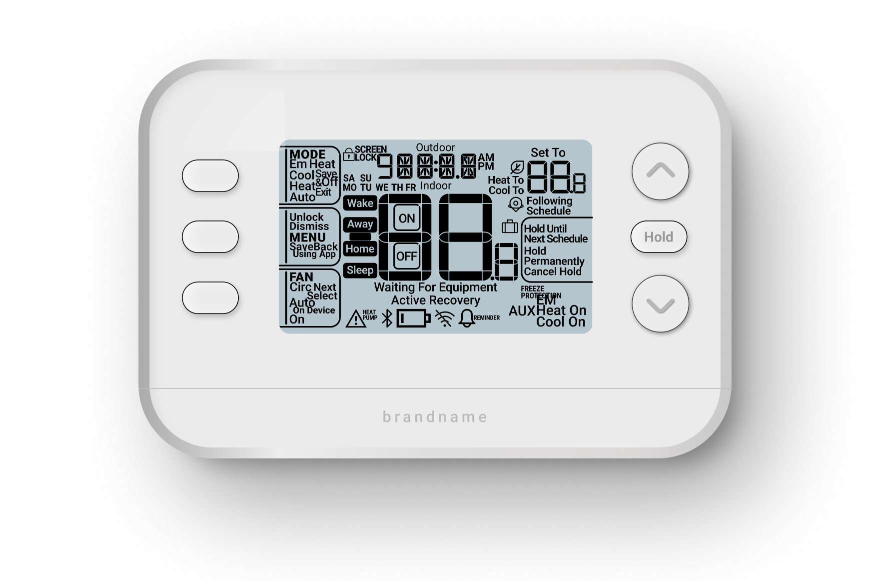Focus pro device mockup with all segements turned on.